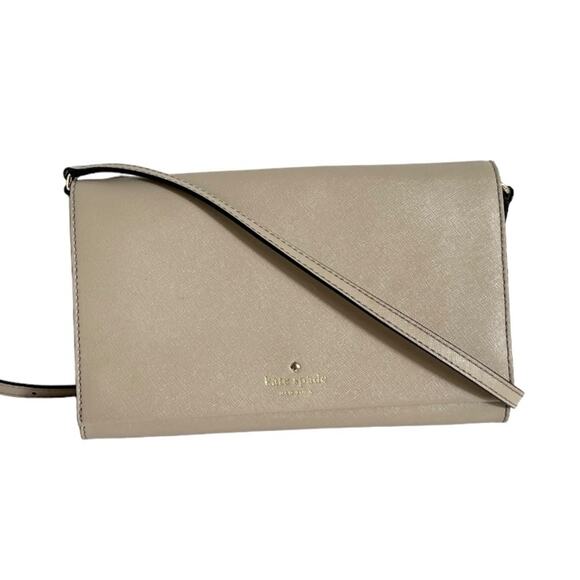 Kate Spade Cedar Street Cali Leather Convertible Cross Body Bag in Crisp Linen - Picture 2 of 9